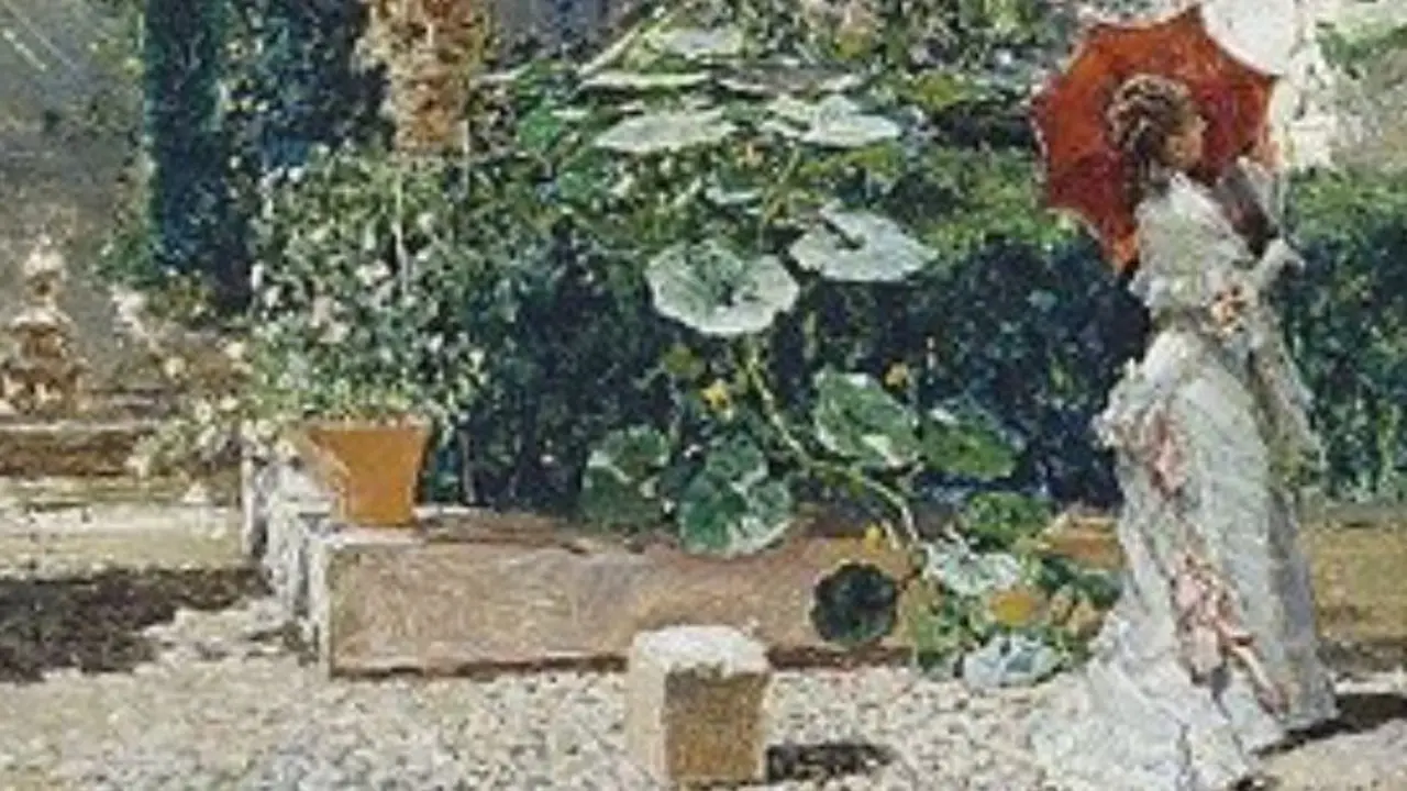 Peinture Jardin de la maison de Fortuny - Mariano Fortuny. | Wikimedia