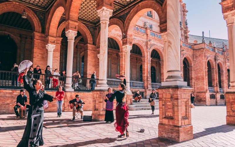 Flamenco sur la place d’España de Séville