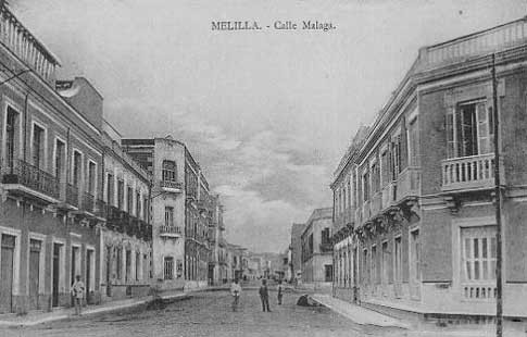 Ancienne photographie de la rue Málaga de Melilla