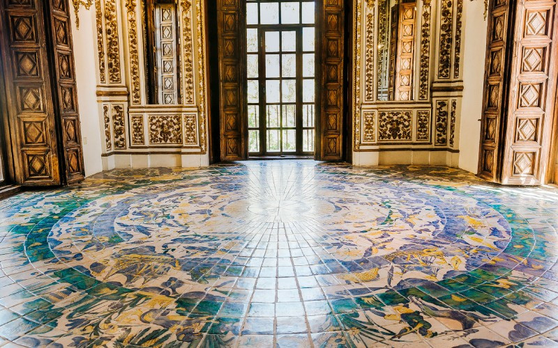 Palais ducal de Gandía, carreaux de la Galerie d'Or