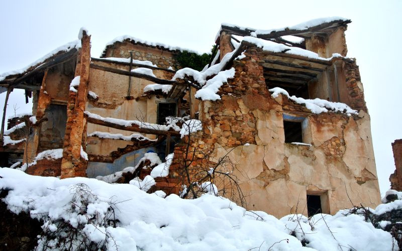 Restes de Turruncún sous la neige