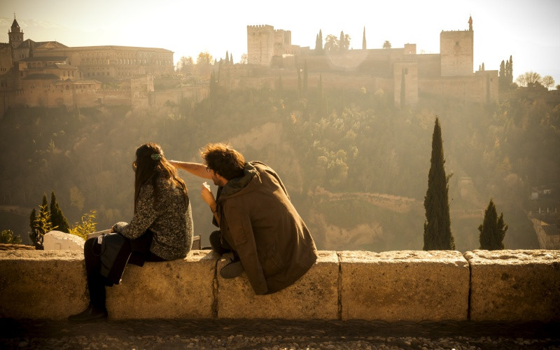 Vues de l'Alhambra de Grenade depuis le mirador de San Nicolás 