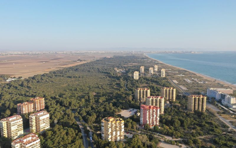 La Dehesa del Saler à Valence. À droite, la plage d'El Saler. A gauche, les urbanisations qui ont été construites