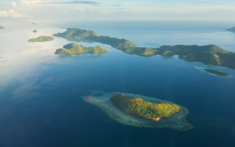 Photo aérienne des îles Philippines, point névralgique du lac espagnol