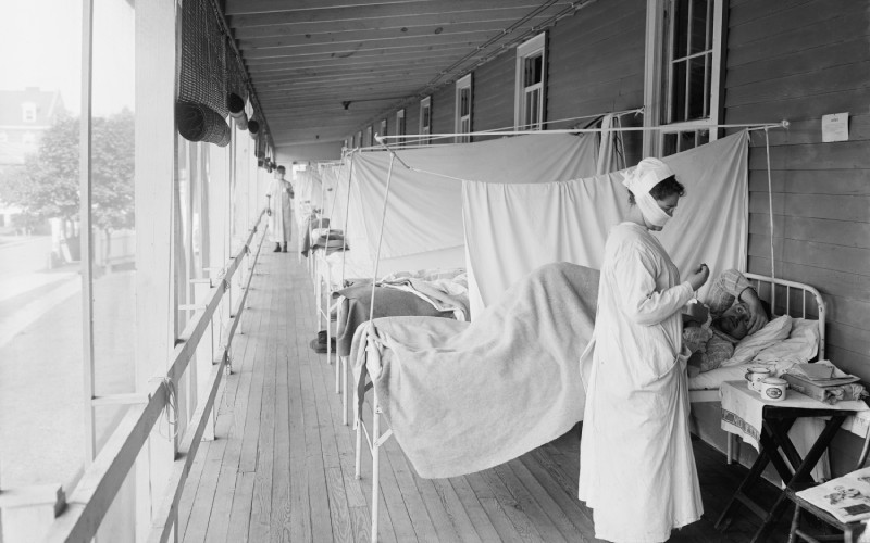 Service de la grippe à l'hôpital Walter Reed pendant l'épidémie de grippe espagnole de 1918-19, à Washington DC