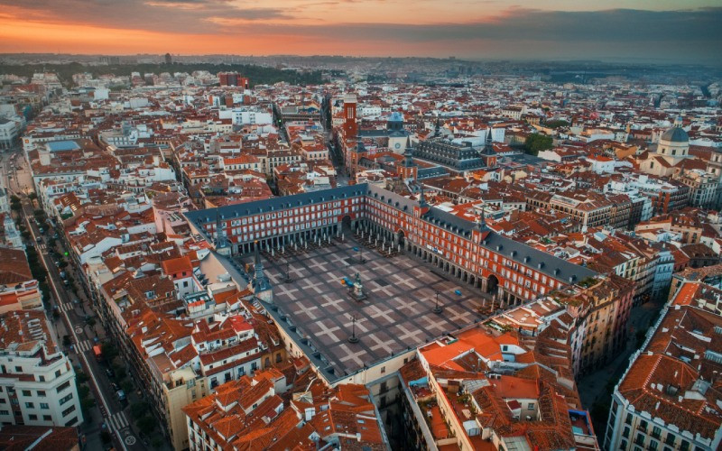 Vue aérienne du centre-ville de Madrid