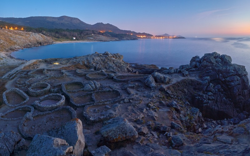 Castro ou camp celtique de Baroña au coucher du soleil