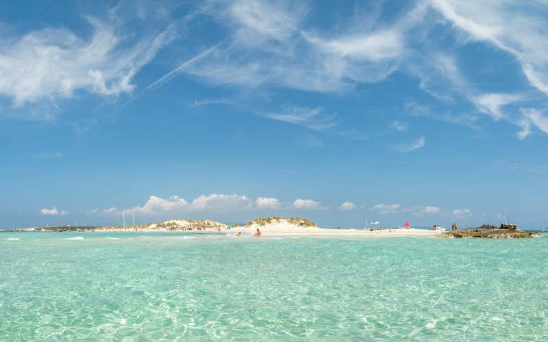 Vue de la mer de la plage de S'Alga