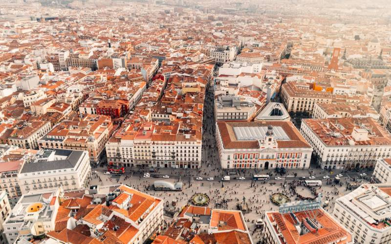 Vue aérienne du centre de Madrid