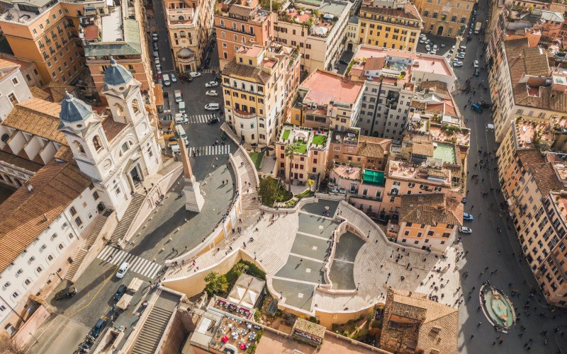 Vue aérienne de la place d’Espagne