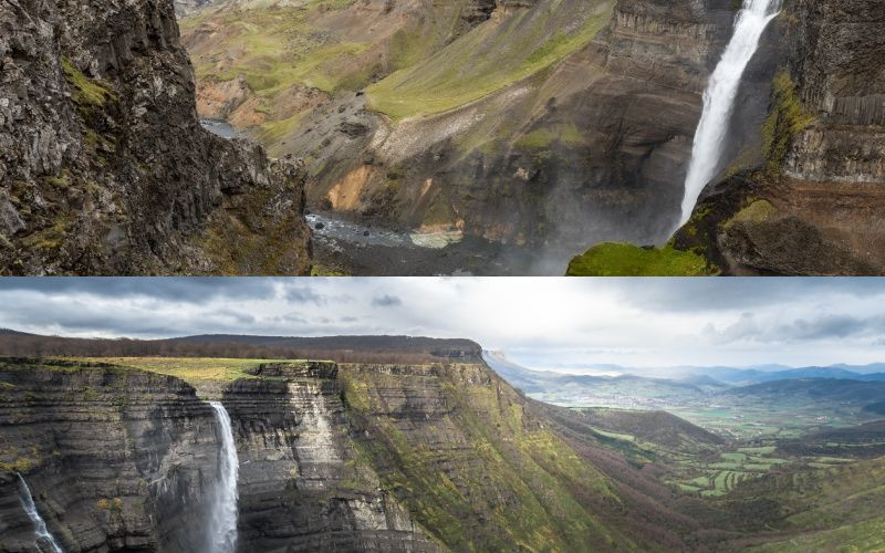 Cascade Haifoss, en haut, et Cascade du Nervion, en bas