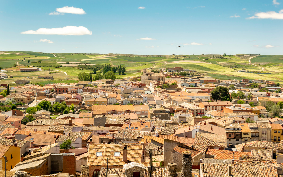 Vue aérienne du village de Baltanás