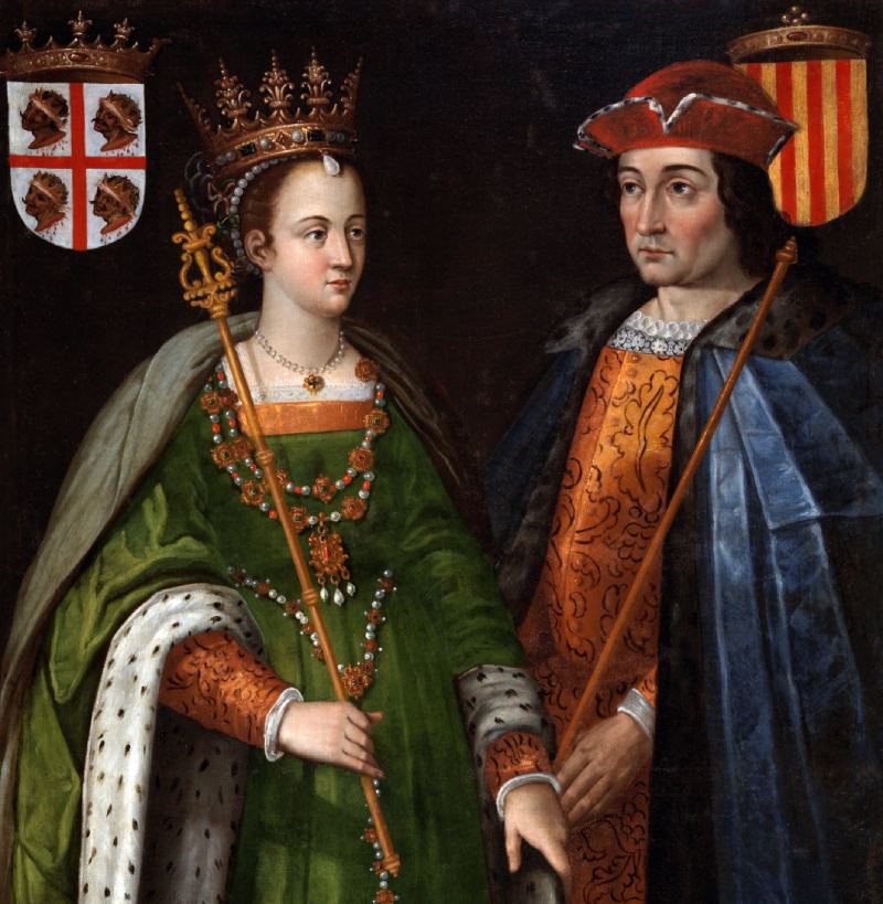 Détail des portraits de Pétronille d'Aragon et Ramon Berenguer IV. Attribué à Francisco Camilo et Andrés Urzanqui en copie de l'original par Filippo Ariosto.