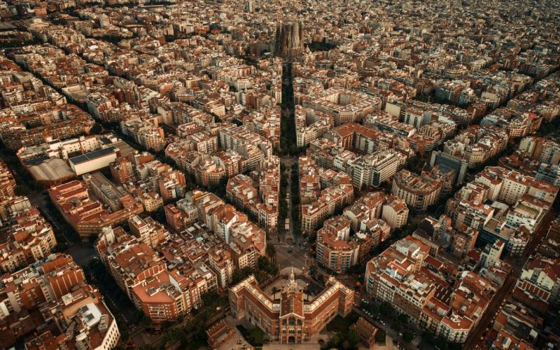 Vue aérienne de Barcelone qui montre sa nouvelle disposition