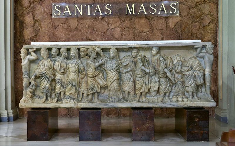 Sarcophagus Receptio animae ou l'Assomption de la crypte de la basilique de Santa Engracia à Saragosse