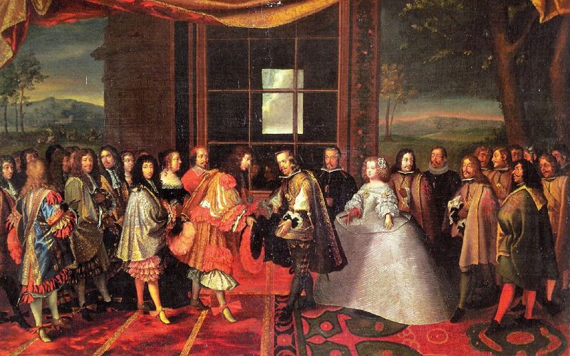 Tableau Entrevue de Louis XIV et Phillipe IV sur l'île des Faisans par Jacques Laumosnier
