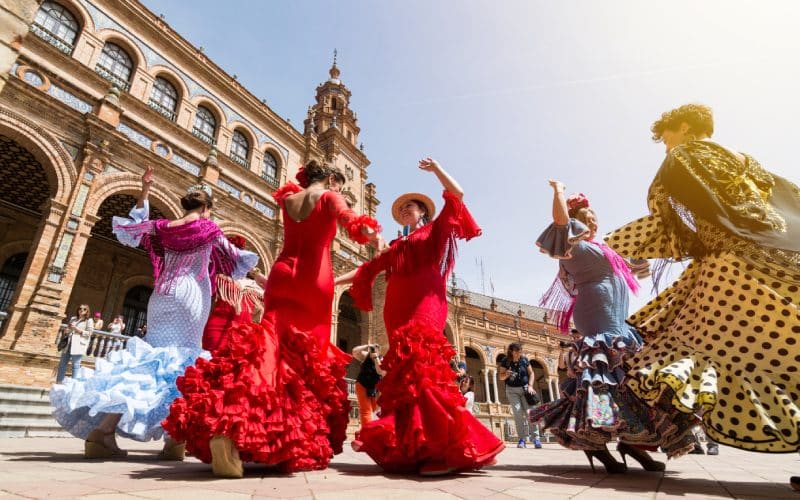 Flamenco dans la Plaza de España à Séville