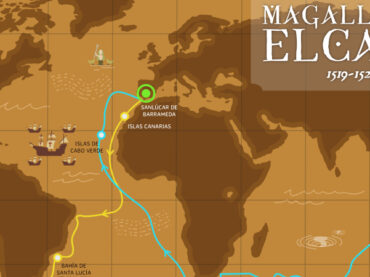 Carte du premier tour du monde : le voyage de Magellan-Elcano
