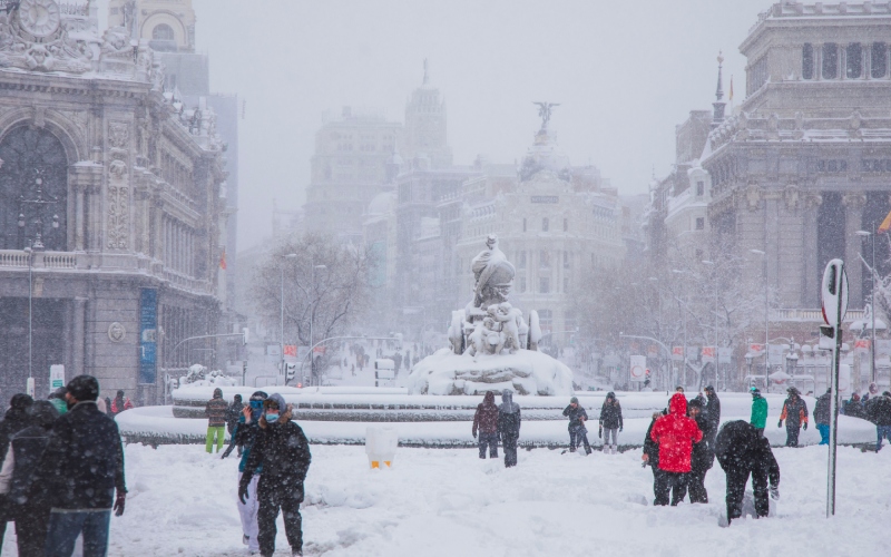 Madrid sous la tempête de neige Filomena en2021