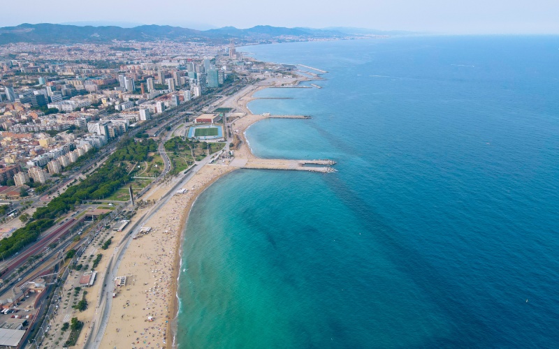 Vue aérienne de la côte de Barcelone